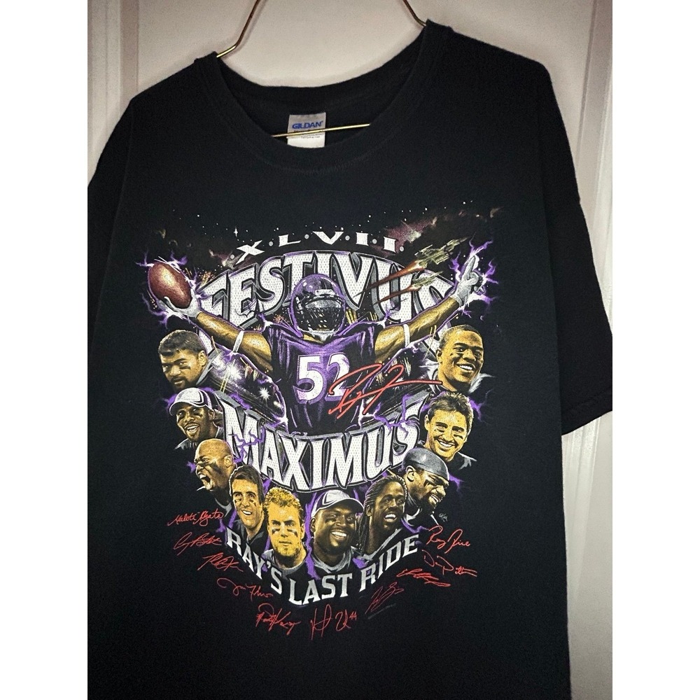 Vintage 2013 Baltimore Ravens Ray Lewis "Rays Last Ride" Big Graphic T-Shirt
